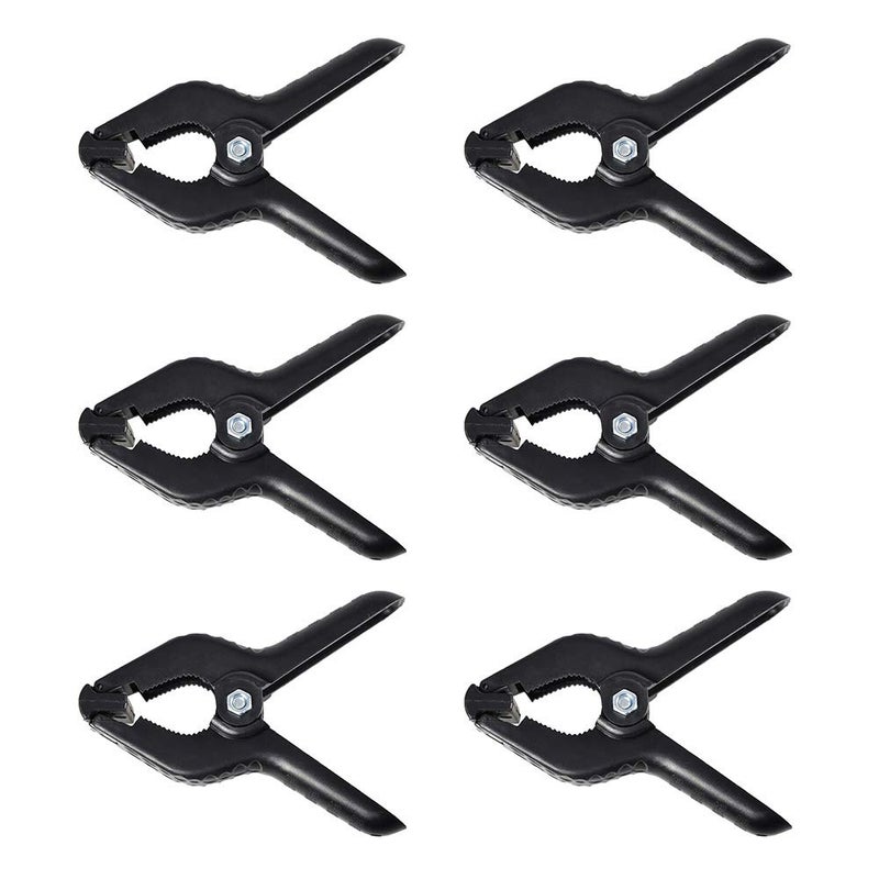 SLOW DOLPHIN Heavy Duty Spring Clamps Clip 4.5 Inch for Muslin/Paper Photo Studio Backdrops Background-6 Pack(Black) - Image 1